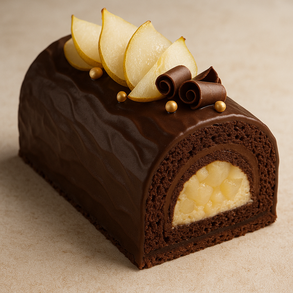 LA BÛCHE POIRES-CHOCOLAT-CARAMEL