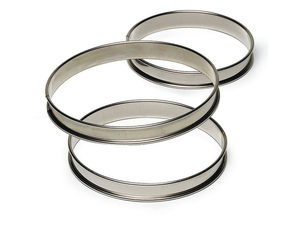 CERCLE TARTE INOX BORDS ROULES HAUTEUR 2.5 CM Ø DU 10 CM AU 32 CM